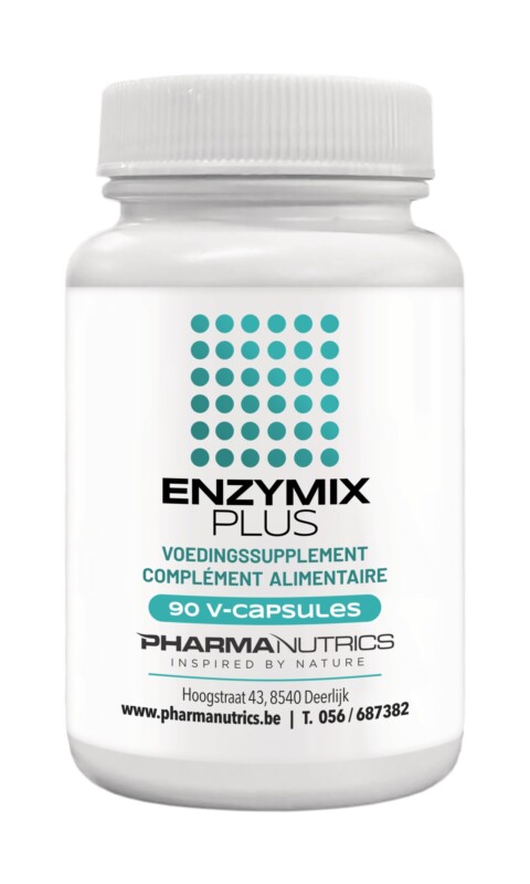 Enzymix Plus 90 V Caps Vertering Enzymen Pancreatine Bromelaine Papaine Lipase Digezyme Trypsine